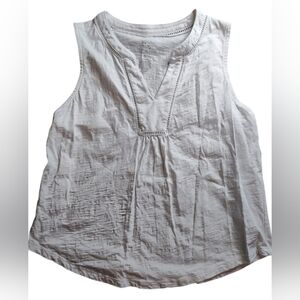 St. John's Bay Women's Sleeveless V Neck White Cotton Tank Top Size PL